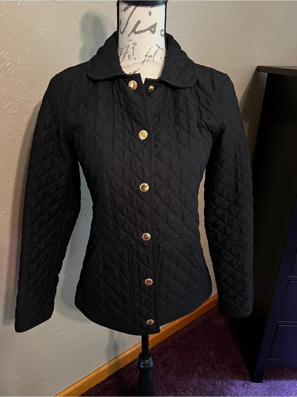 Vintage Ralph Lauren Black Quilted Jacket Size Small